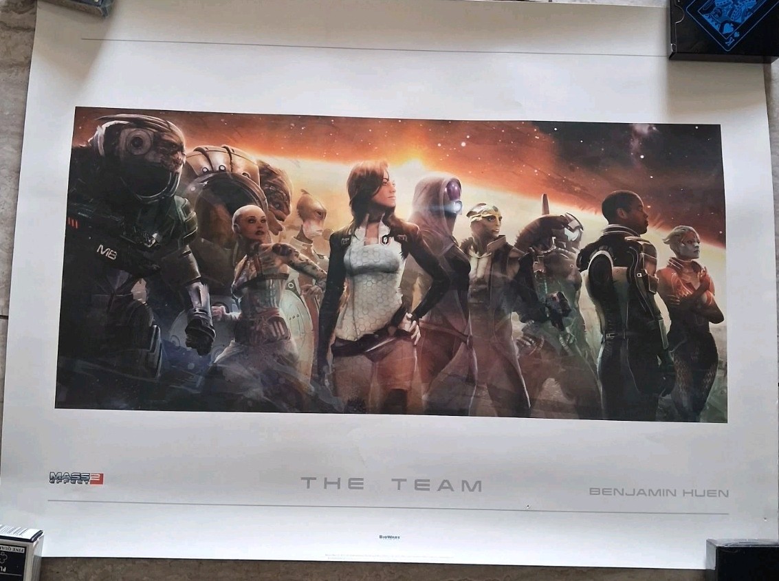 Mass Effect 2 The Team Lithograph 2011 Great Condition