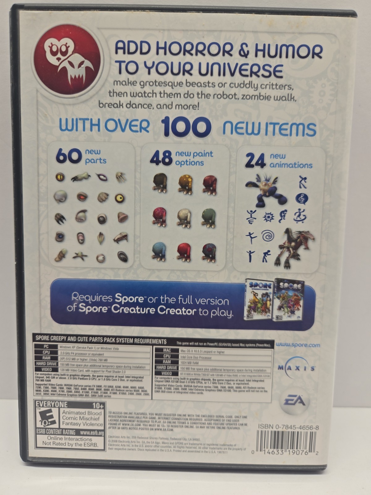 Spore Creepy & Cute Parts Pack PC Mac Expansion Pack 2008 Electronic Arts Comple