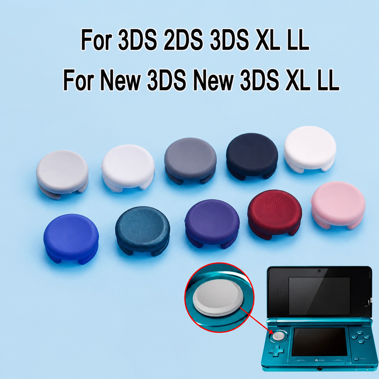 Analog Joystick Thumb Stick Cap Replacement for Nintendo 3DS 2DS XL LL 2PCS New