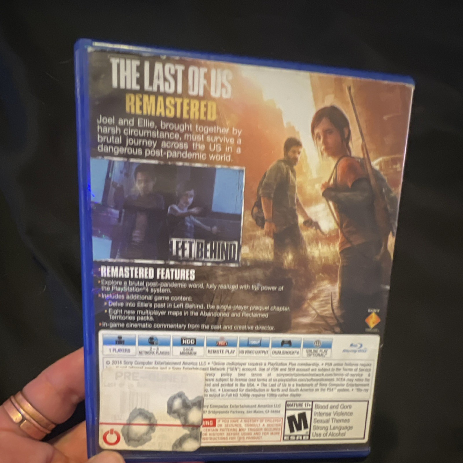 The Last of Us Remastered PS4 2014 M Action & Adventure NTSC-U/C (US/CA)
