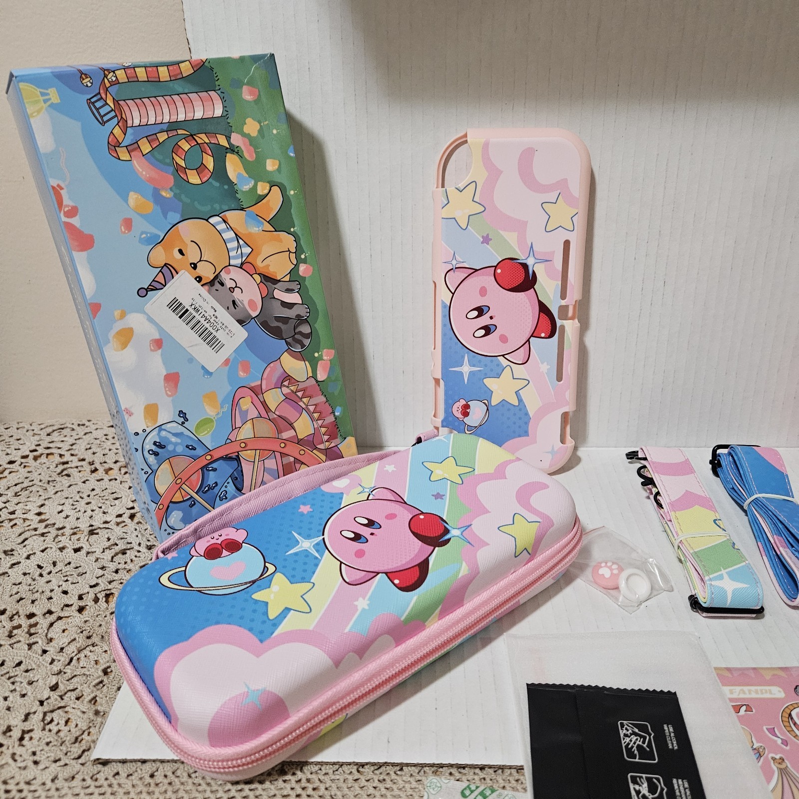 Lot 2 KIRBY Nintendo Switch Hard Carry Case Unbranded w/Accessories Pink NEW