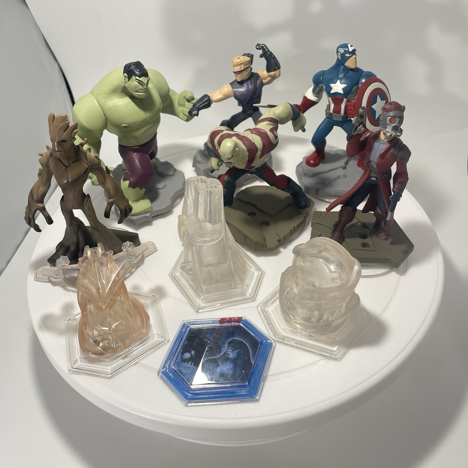 Disney Infinity 2.0 Marvel Figures & Power Discs Lot Hulk Groot Captain America