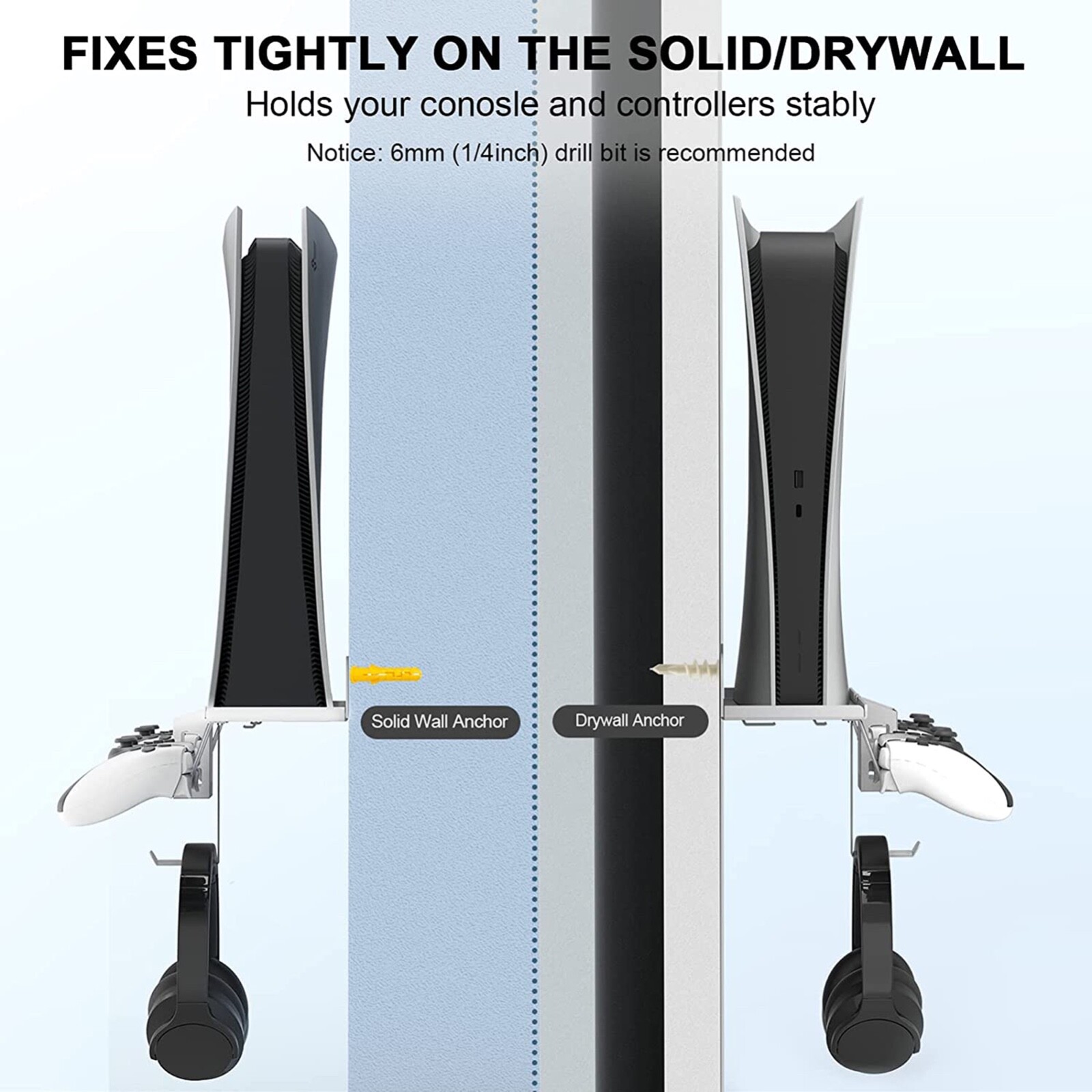For PS5 Wall Mount Kit – 6 in 1 Wall Mount, Heavy Duty Metal Mount Holder NEW US