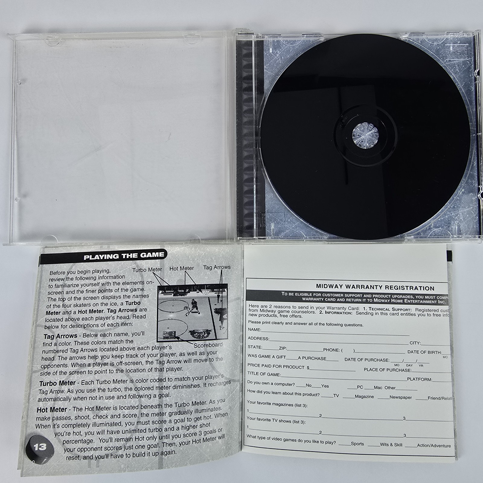 NHL Open Ice 2 On 2 Challenge PS1 Playstation 1 CIB With Registration Card