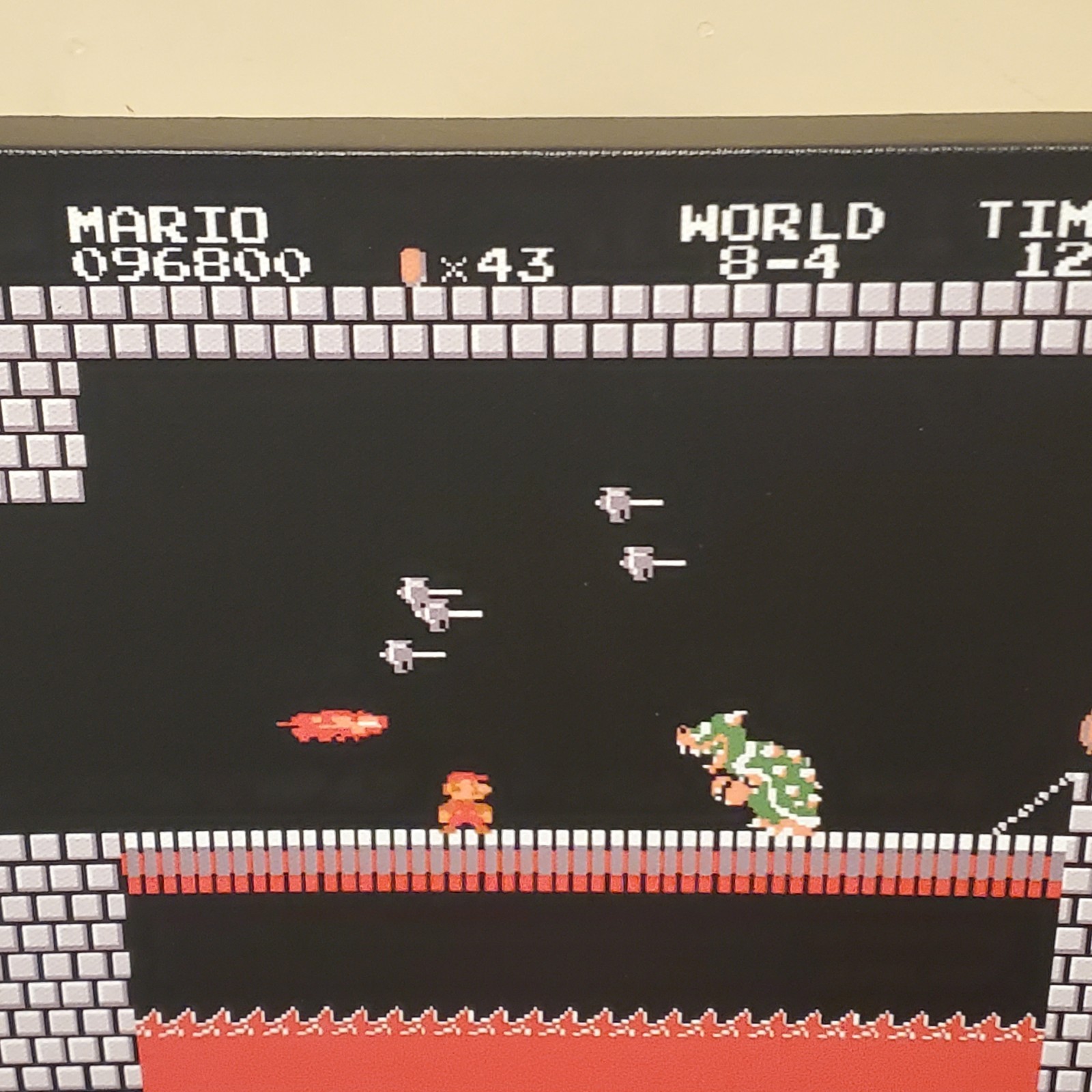 Mario vs Bowser backlit with LEDs custom wrapped canvas 8×12″ game room gift NES