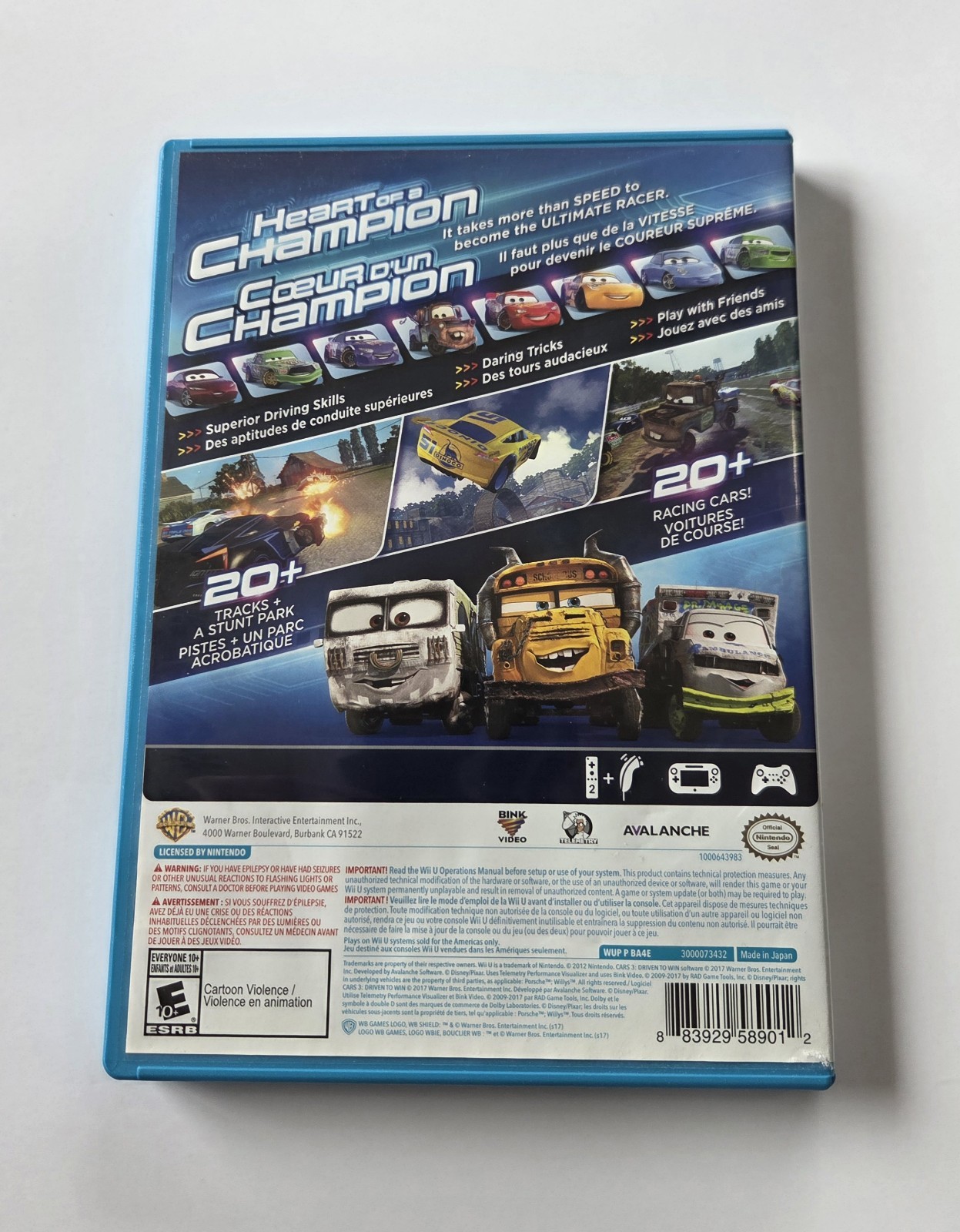 WB Games Cars 3: Driven to Win Nintendo Wii U Manual Multiplayer E10+ NTSC 2017