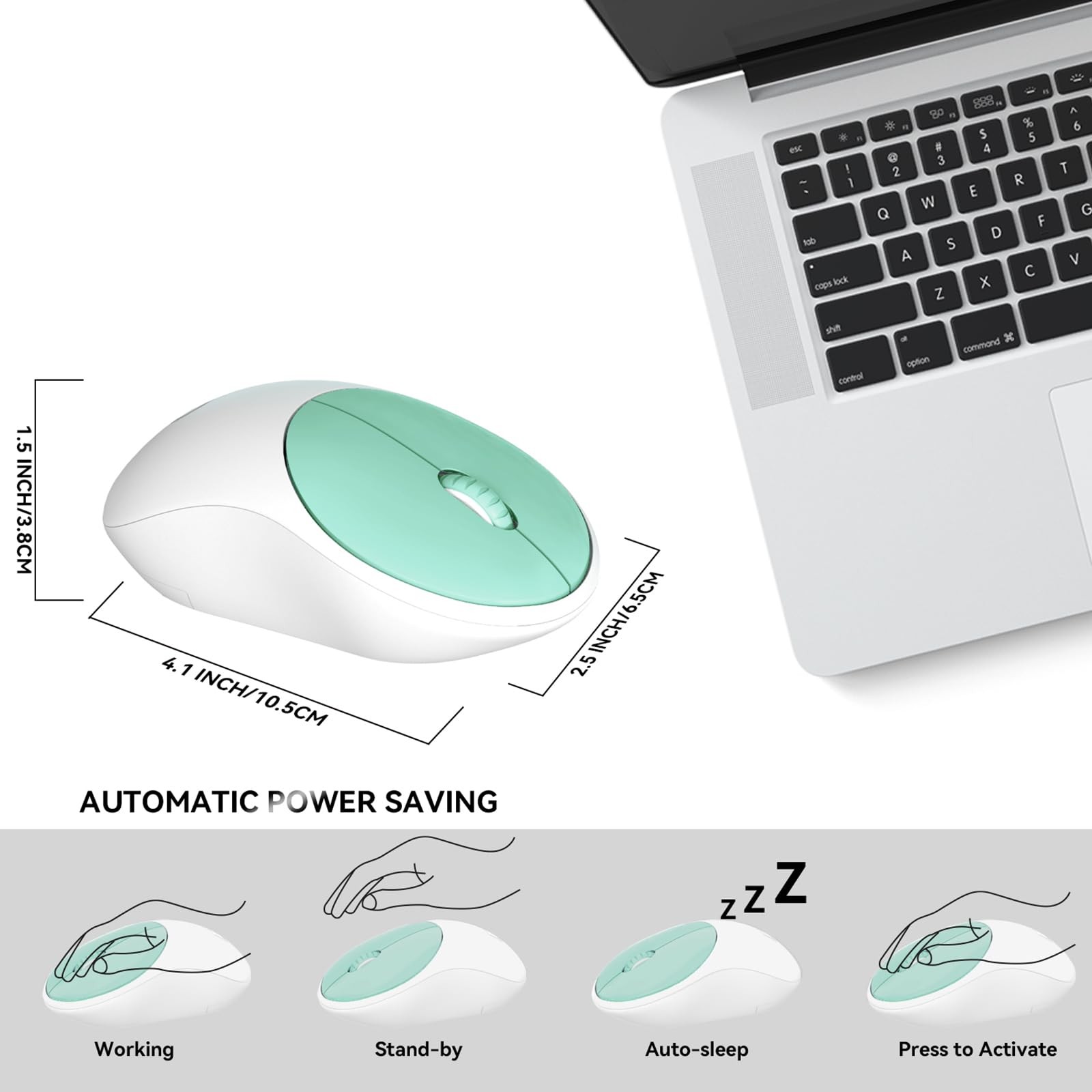 FD Wireless Keyboard and Mouse Combo – 2.4GHz USB IK6630 Mint Green & White