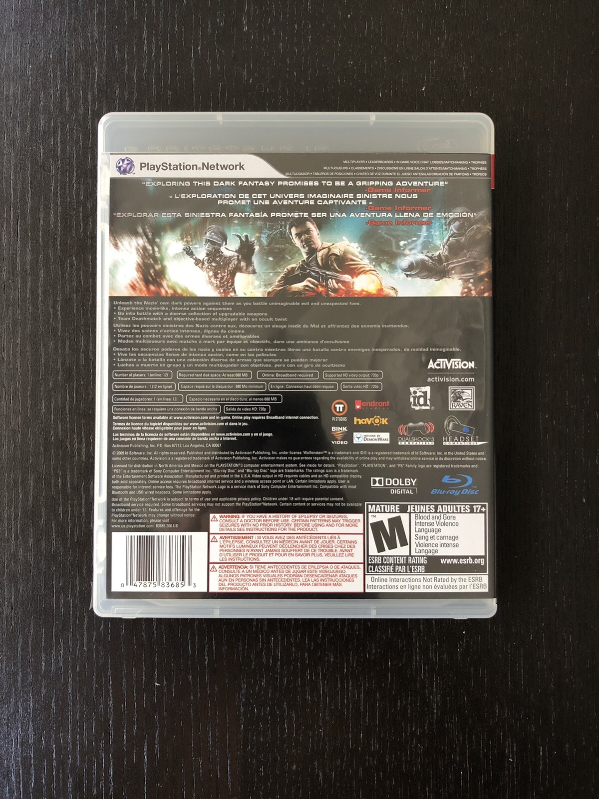Wolfenstein (Sony PlayStation 3, 2009) PS3 LIKE NEW