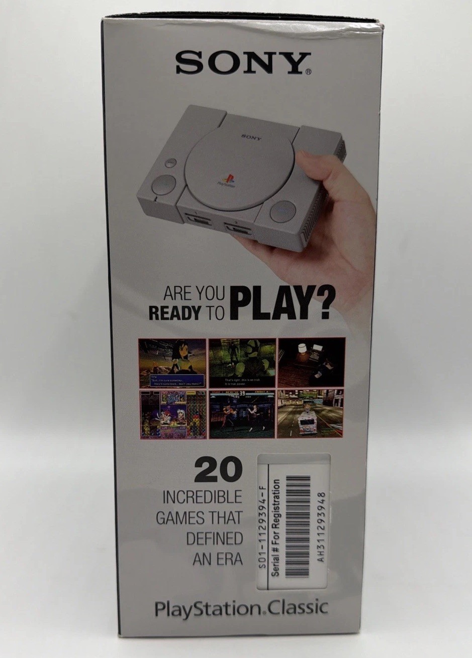 Sony PlayStation Classic Gray Console w/2 controllers, 20 games HDMI & Power Cor