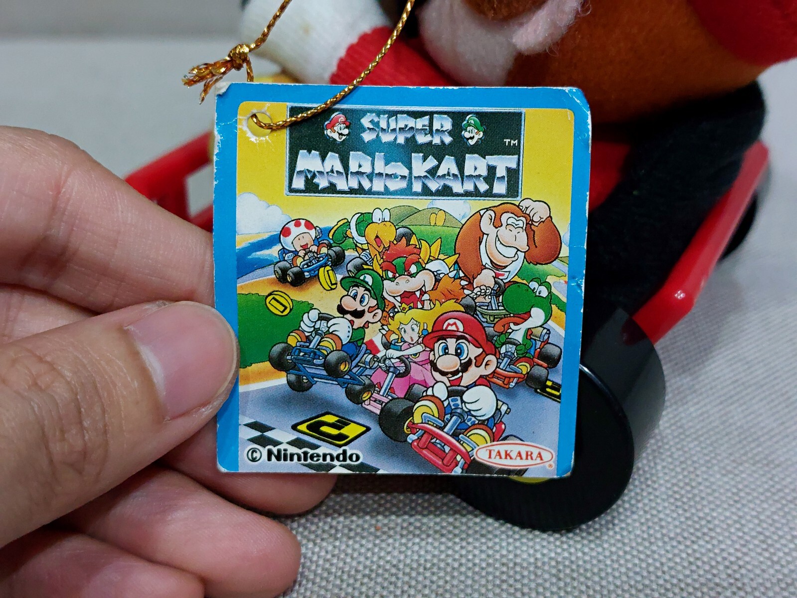 Super Mario Kart Mario Plush Doll Takara 1993 Vintage Toy Japan w/Tag 5.2in