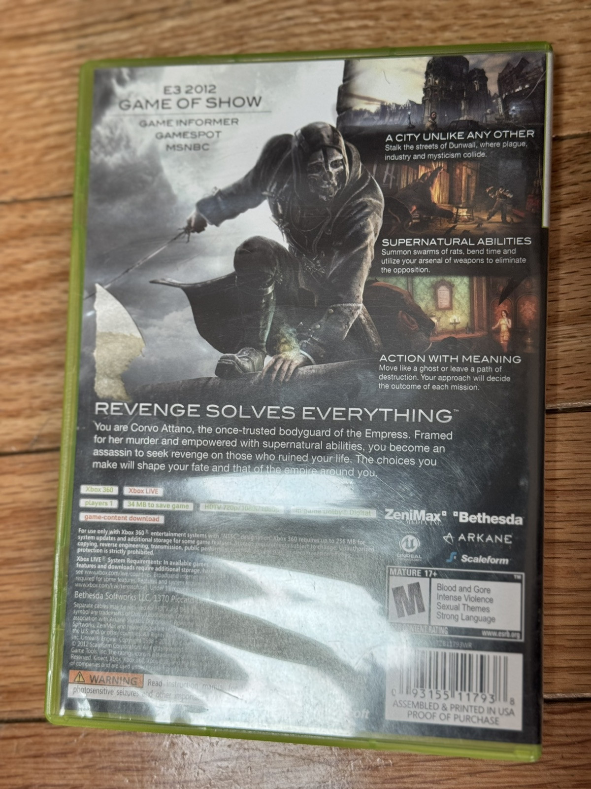 Dishonored (Microsoft Xbox 360, 2012)