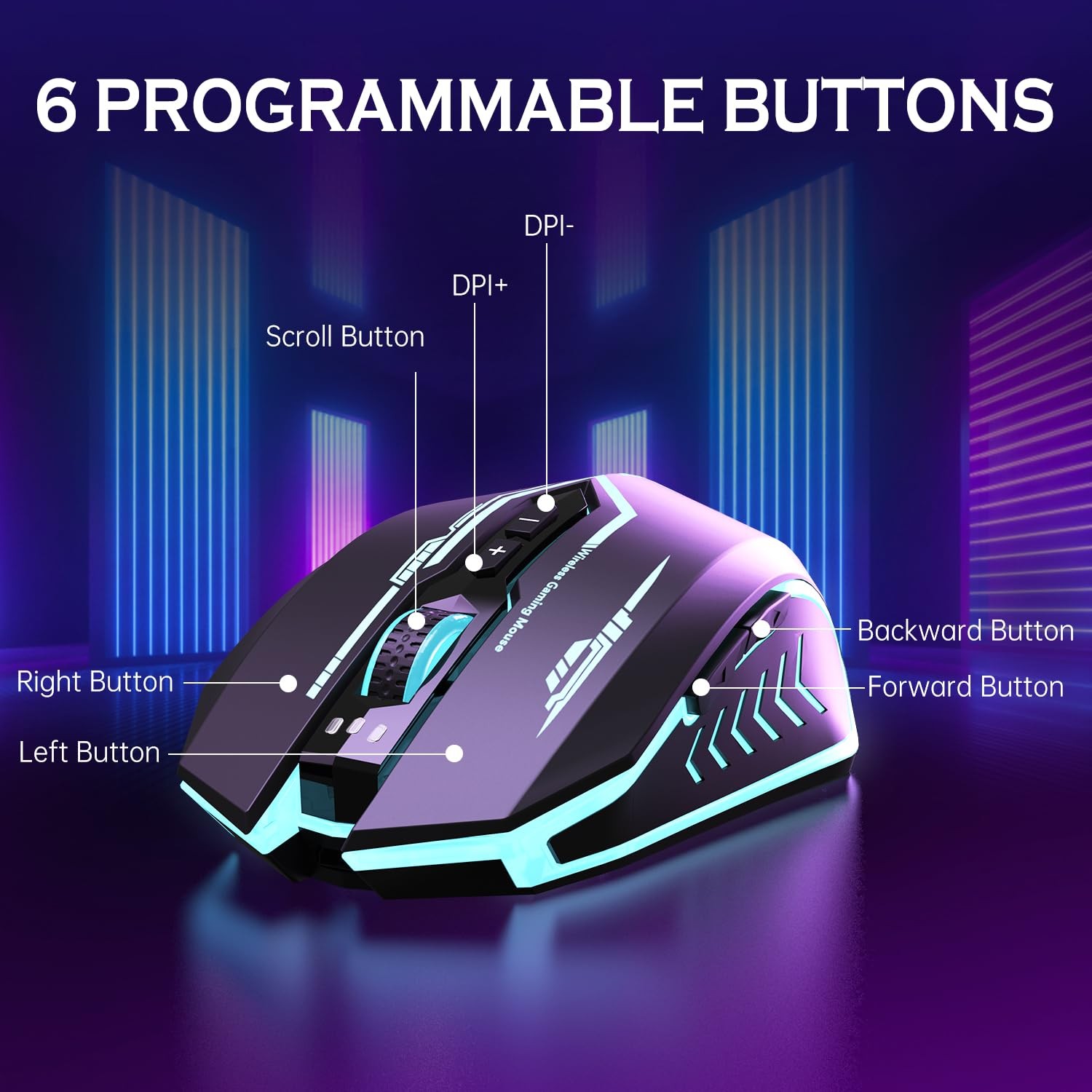 Uhuru Wireless Gaming Mouse Up To 12000 Dpi Rechargeable Usb-C Wireless Mouse 7