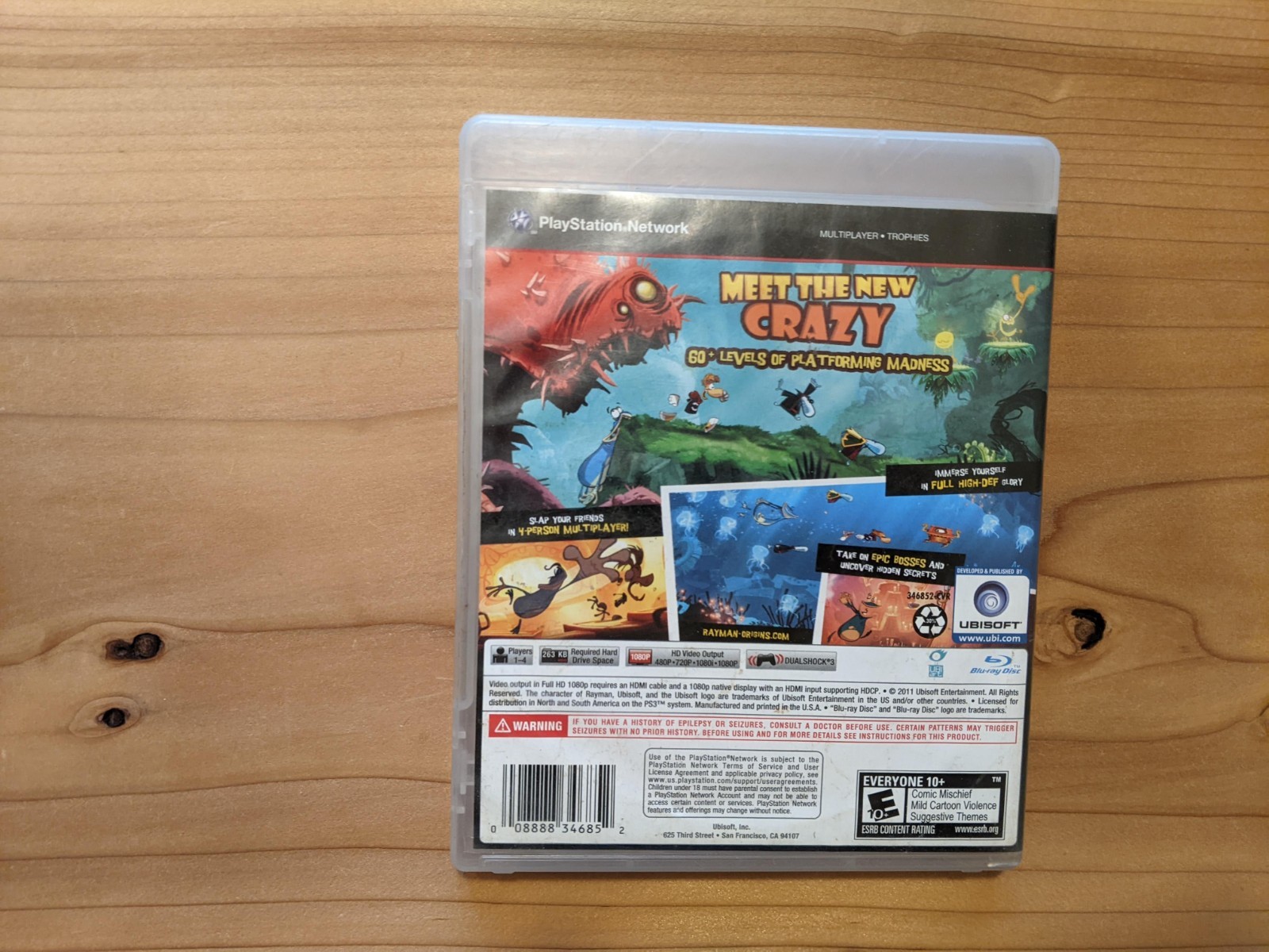 Rayman Origins (Sony PlayStation 3, 2011) Case Artwork and Disc – No Manual
