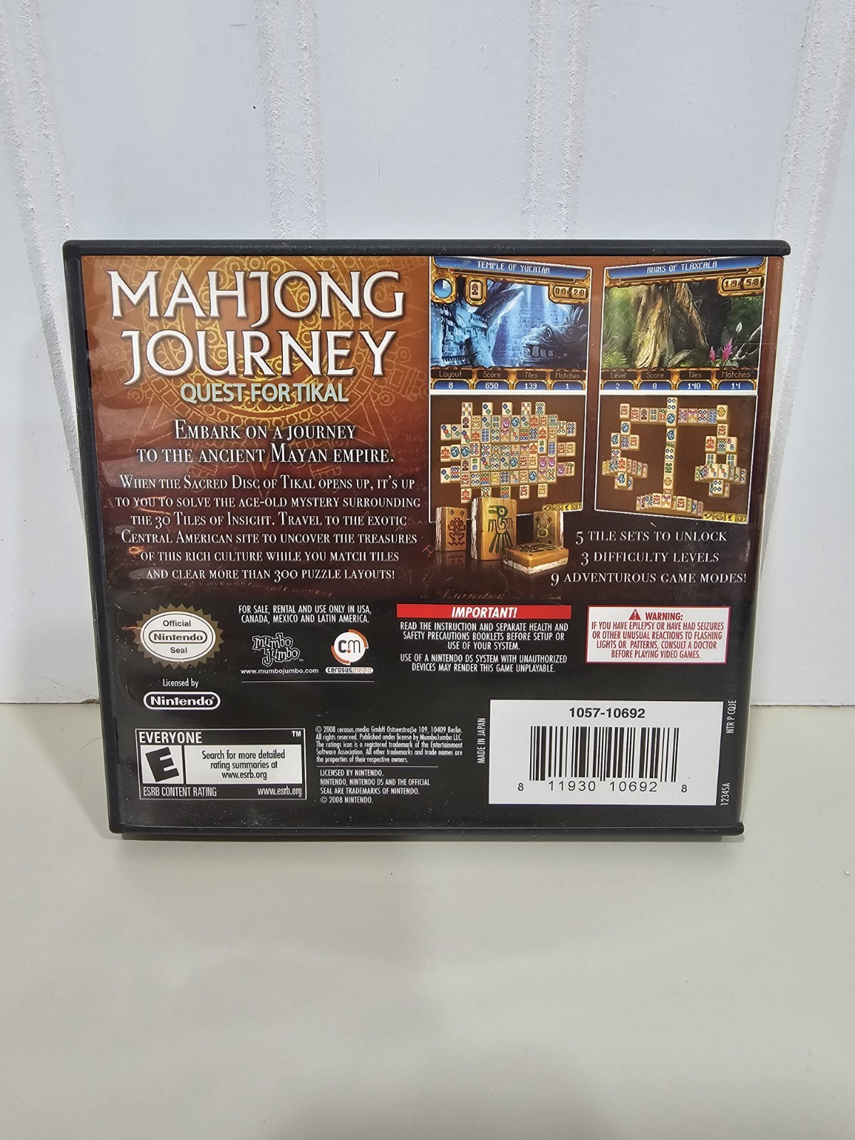 Mahjong Journey: Quest for Tikal And Manual Nintendo DS Tested Working