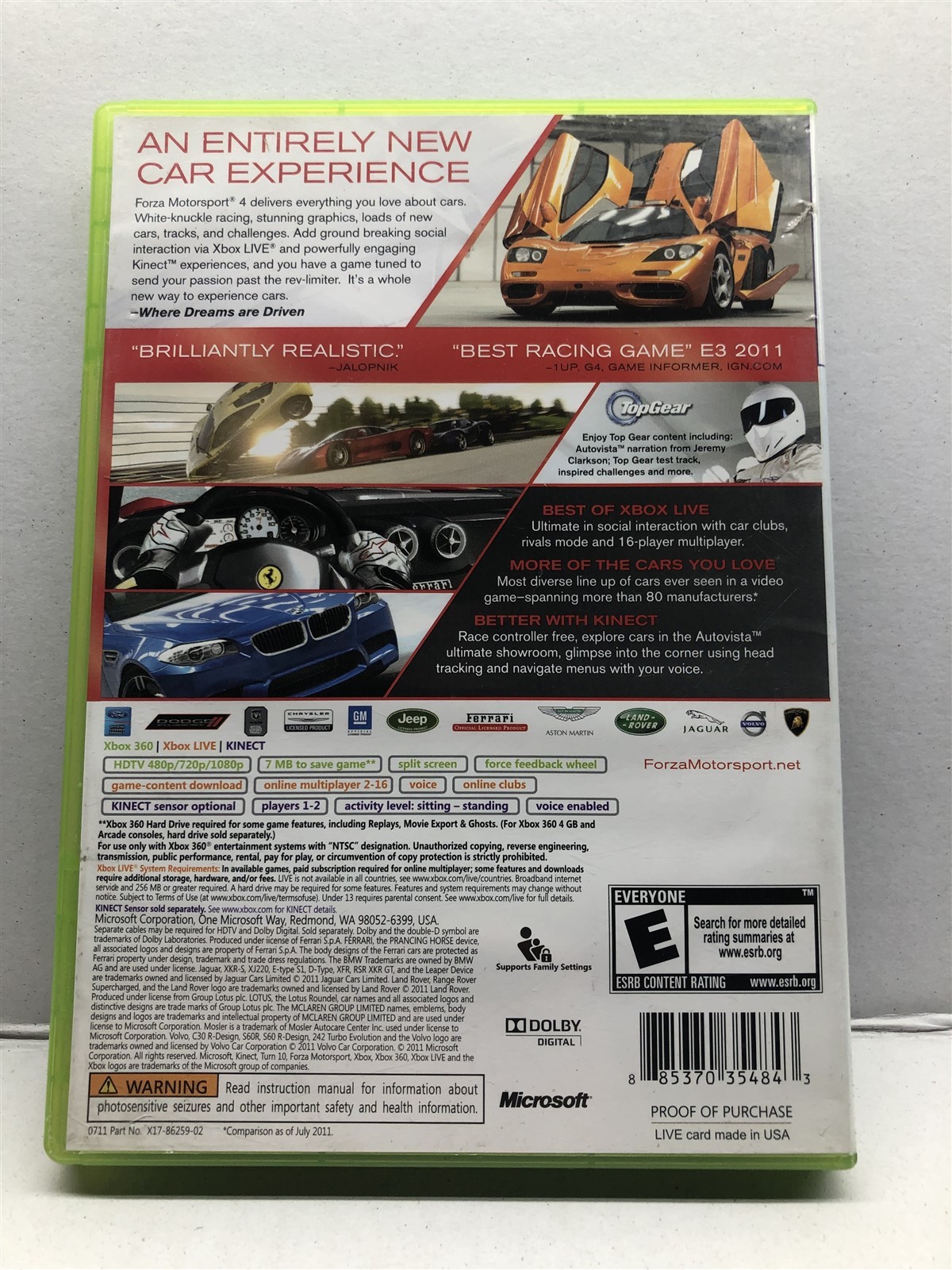 Forza Motorsport 4 (Xbox 360, 2011) Complete Tested Working – Free Ship
