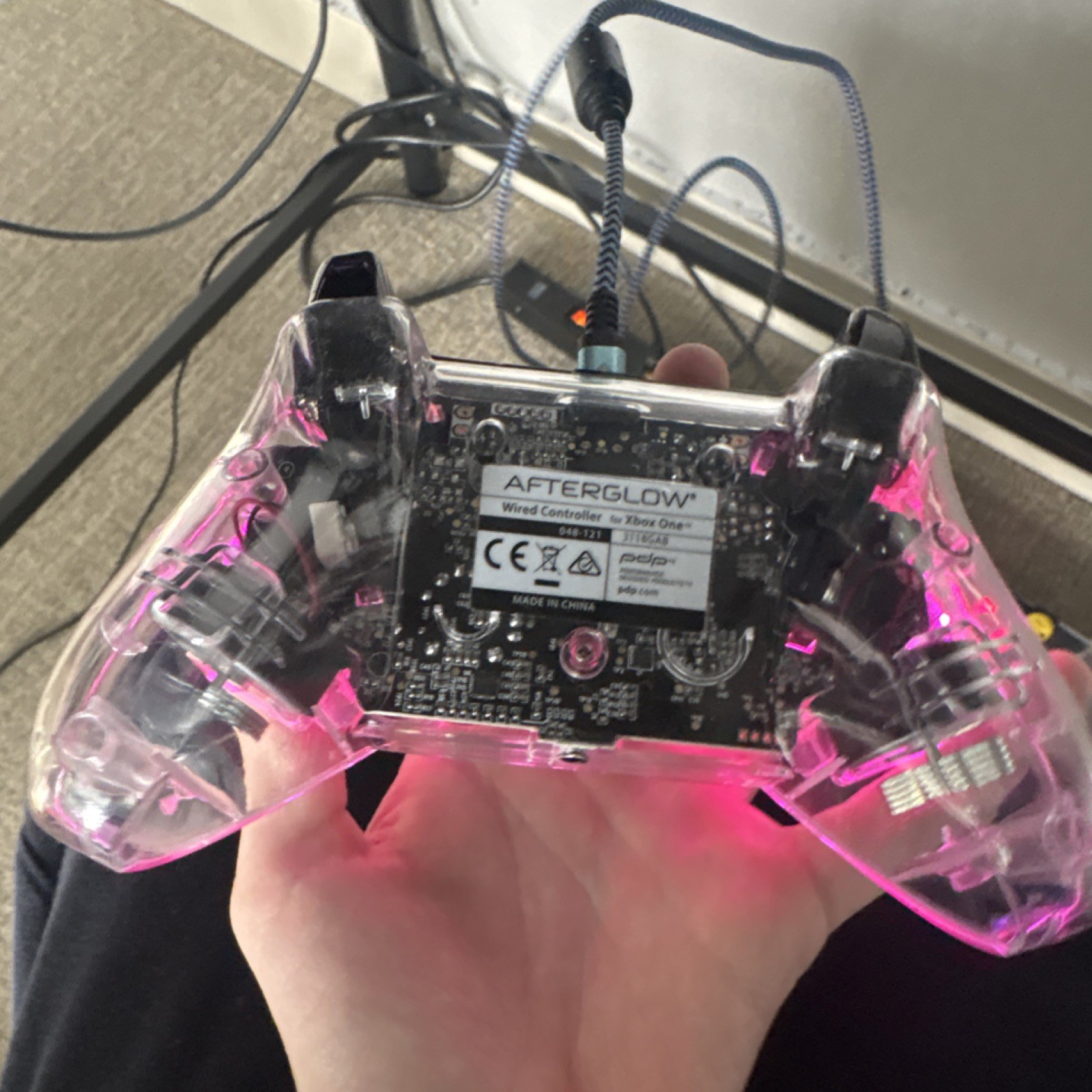 PDP Afterglow Wired Controller for Xbox One – Clear Pink Ergonomic Glossy