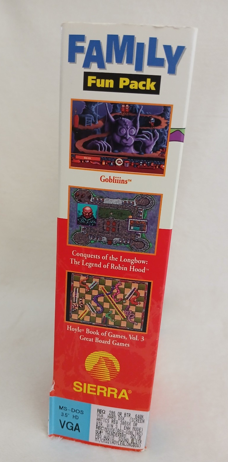 Vintage 1992 Sierra Family Fun Pack PC 3.5 Disk Big Box Gobliins Hints Longbow