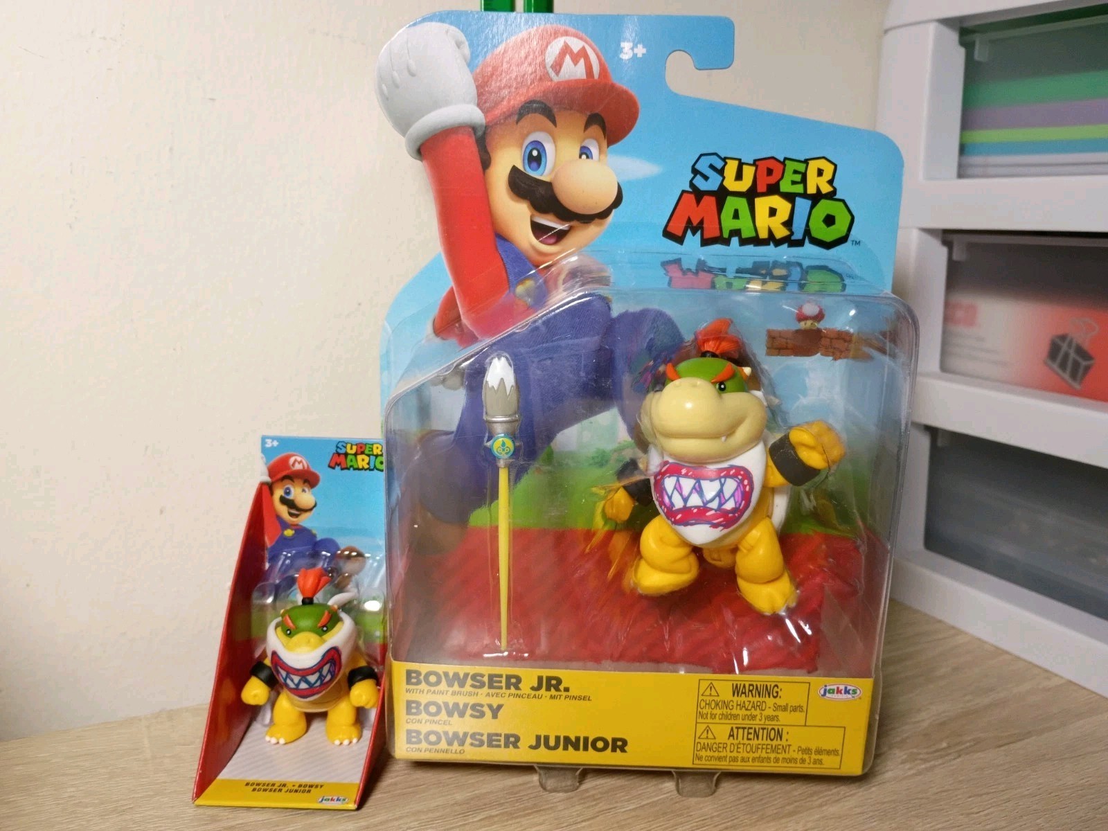 *FREE SHIP* 4″ + 2.5″ BOWSER JR + PAINTBRUSH Super Mario World of Nintendo Jakks
