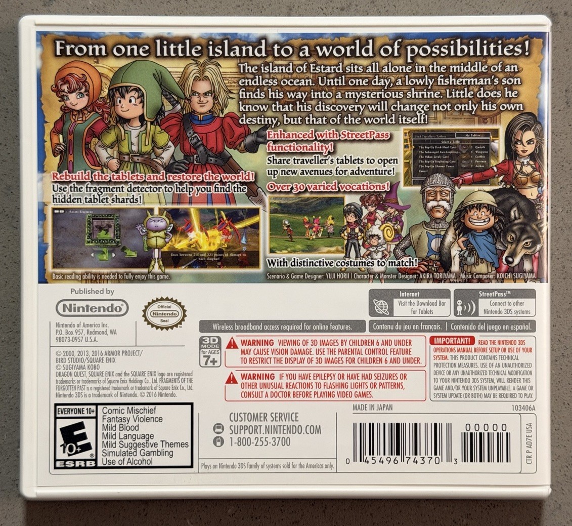 Dragon Quest VII: Fragments of the Forgotten Past (Nintendo 3DS, 2016) Complete