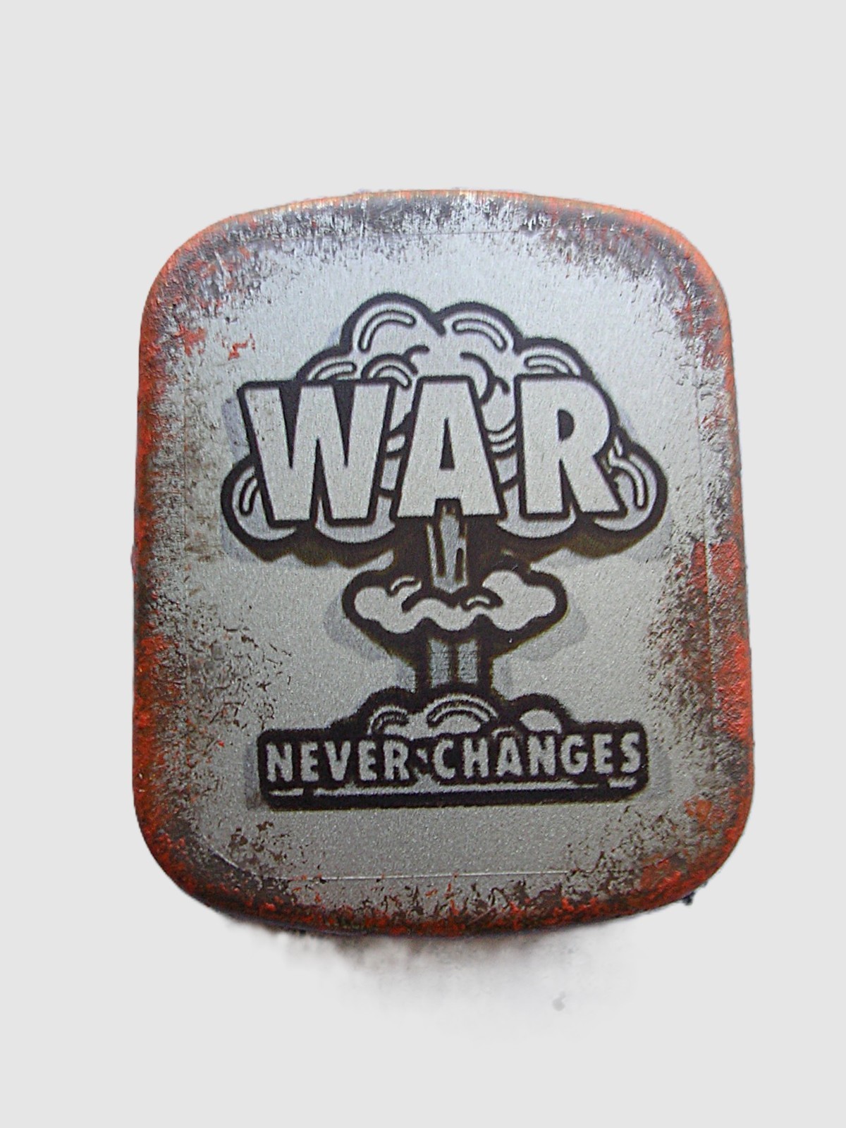 Brotherhood of Steel Dog tag and tin War Never Changes ” Rusty Cosplay Prop