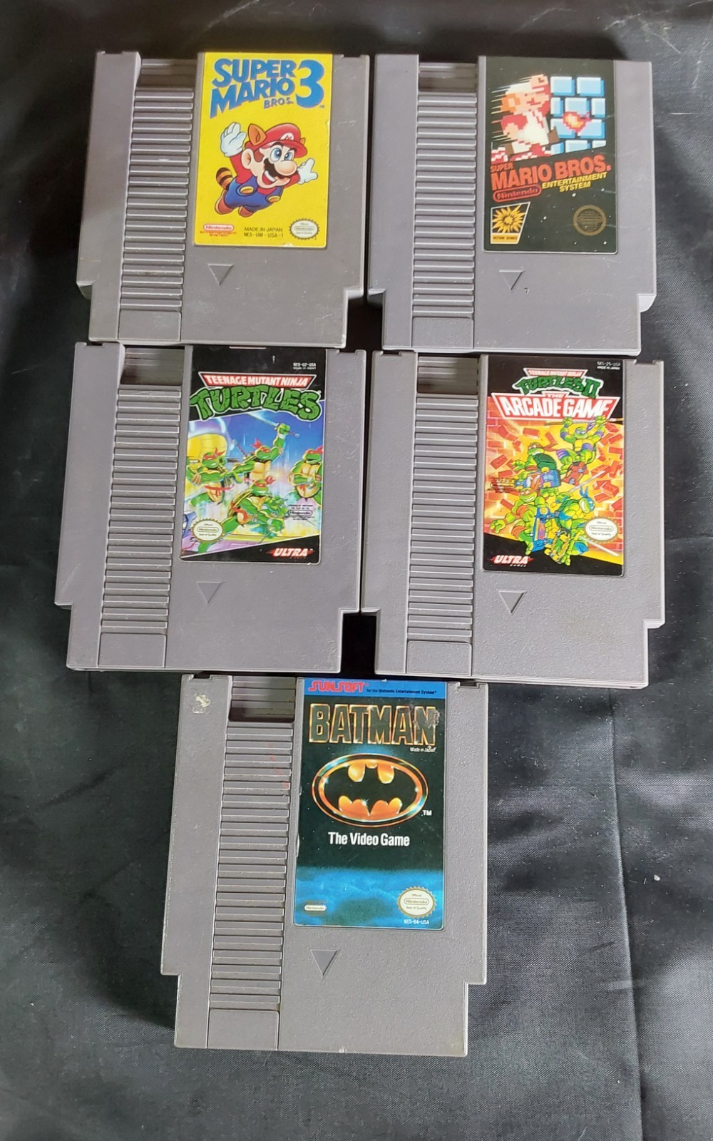 Nintendo NES Game Bundle – Super Mario Bros 1 & 3, TMNT 1 & 2, Batman