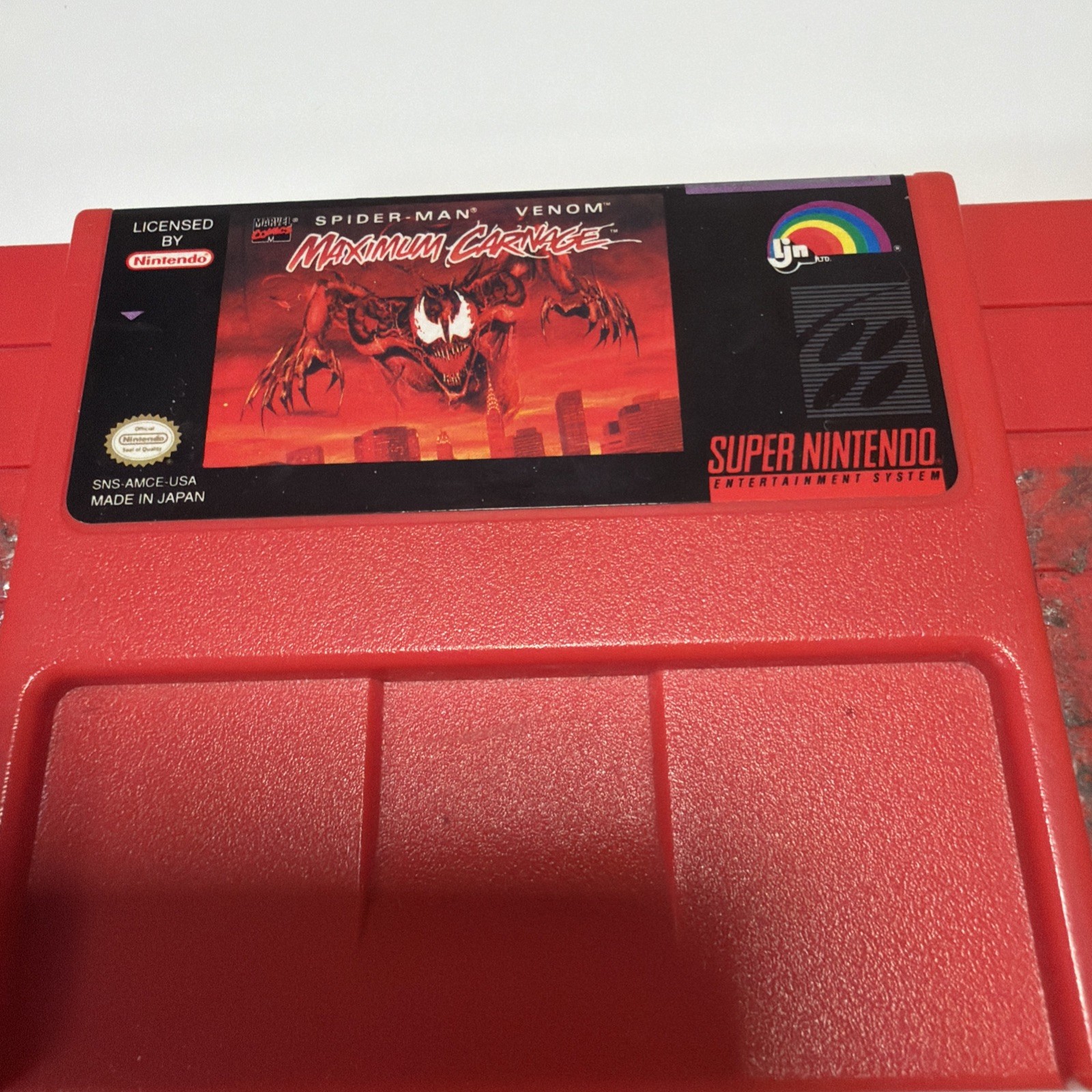 Super Nintendo SNES Maximum Carnage Spider-Man Venom Cartridge NOT TESTED USED