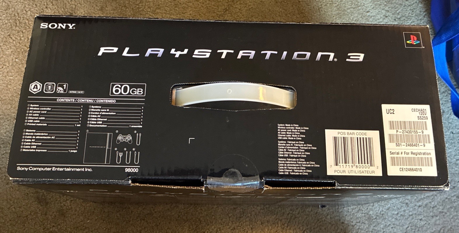 PS3 60GB Backwards Compatible w/Box L@@K PS3 Console Yellow Light.No Controller