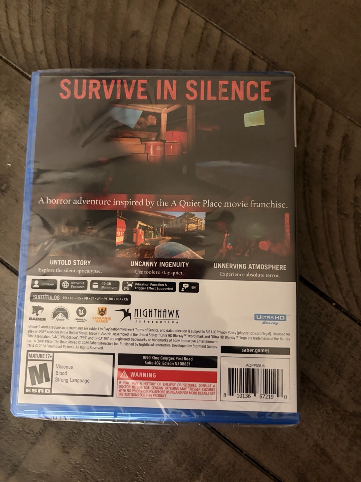 Nighthawk Interactive A Quiet Place: The Road Ahead PS5 M Horror 2024 NTSC-U/C
