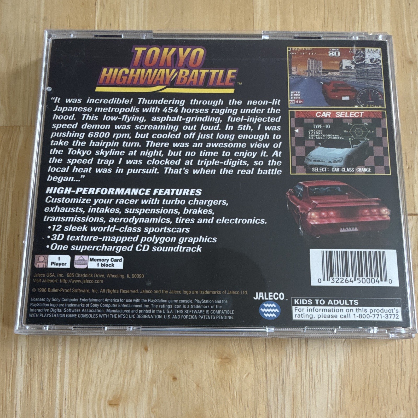 Tokyo Highway Battle PS1 w/ Manual, KA NTSC-U/C (US/CA) 1996 Black Label