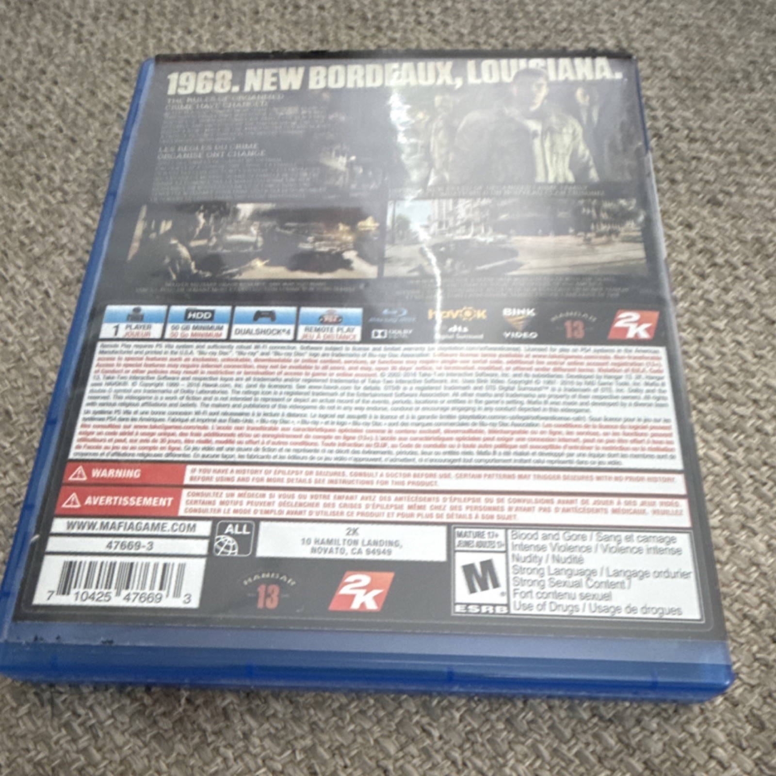 2K Mafia III PS4 Action Adventure Crime M Map & Manual Included (2016)