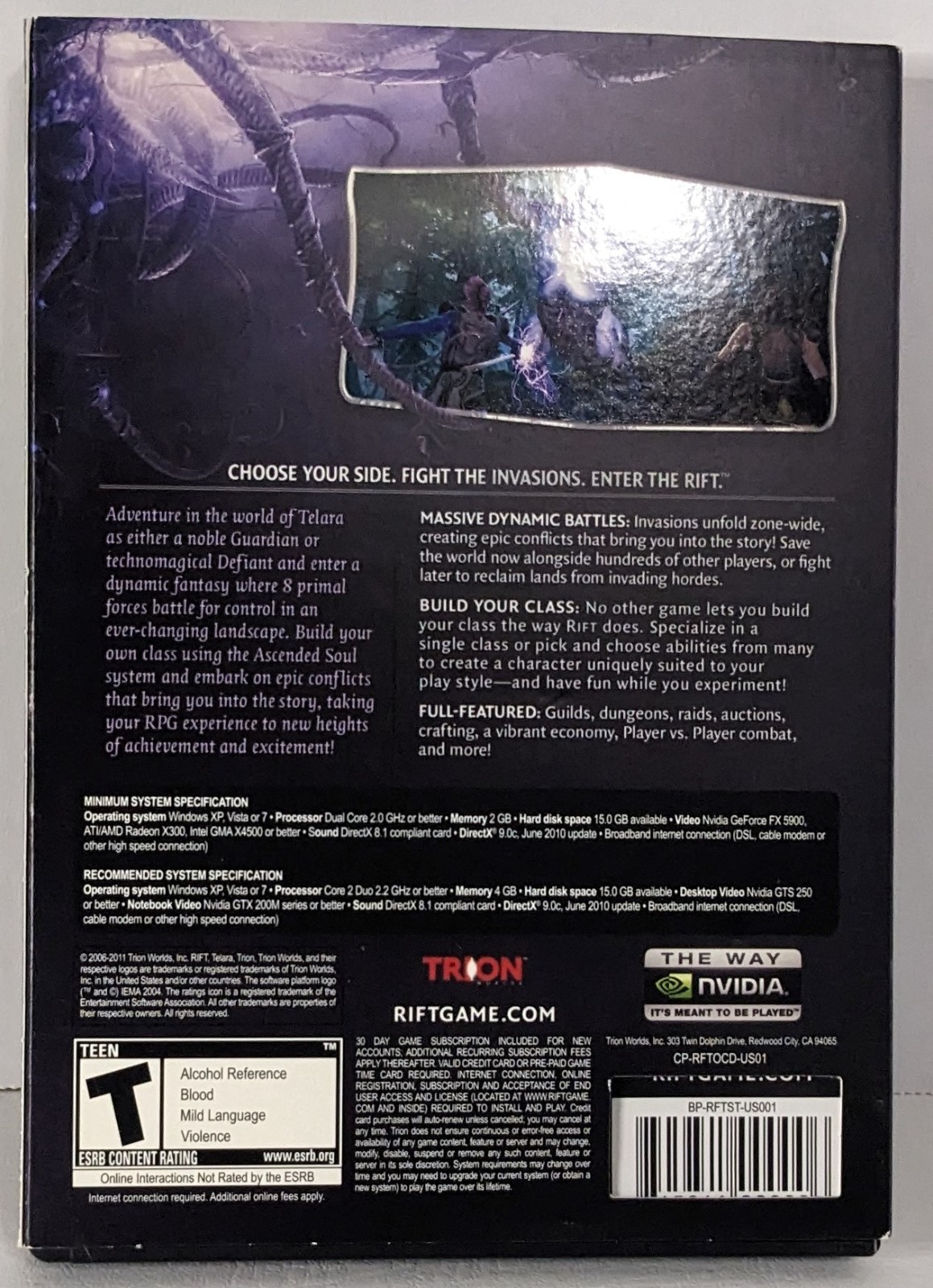 Rift PC DVD-ROM Video Game W/ Original Slipcover 2011 Trion Worlds