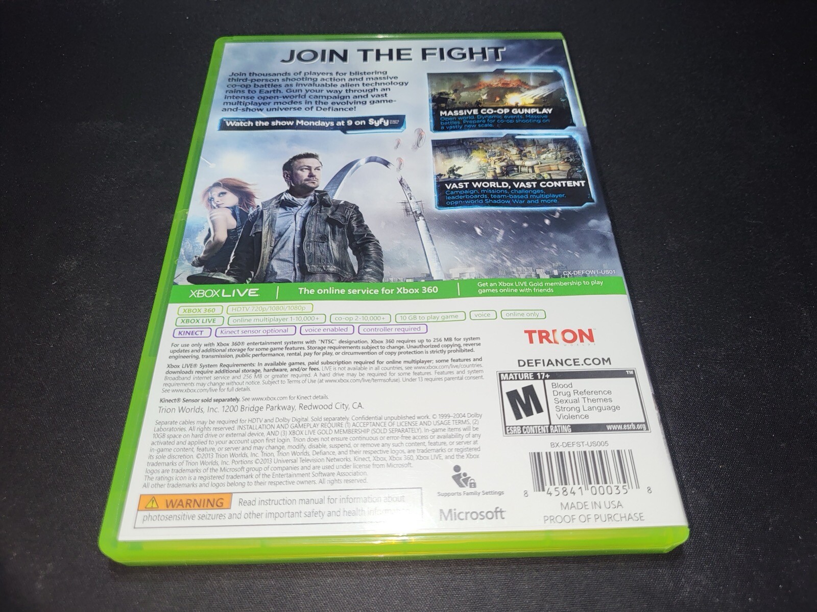 Defiance Trion Worlds Microsoft Xbox 360 EX+NM condition COMPLETE+stickers!