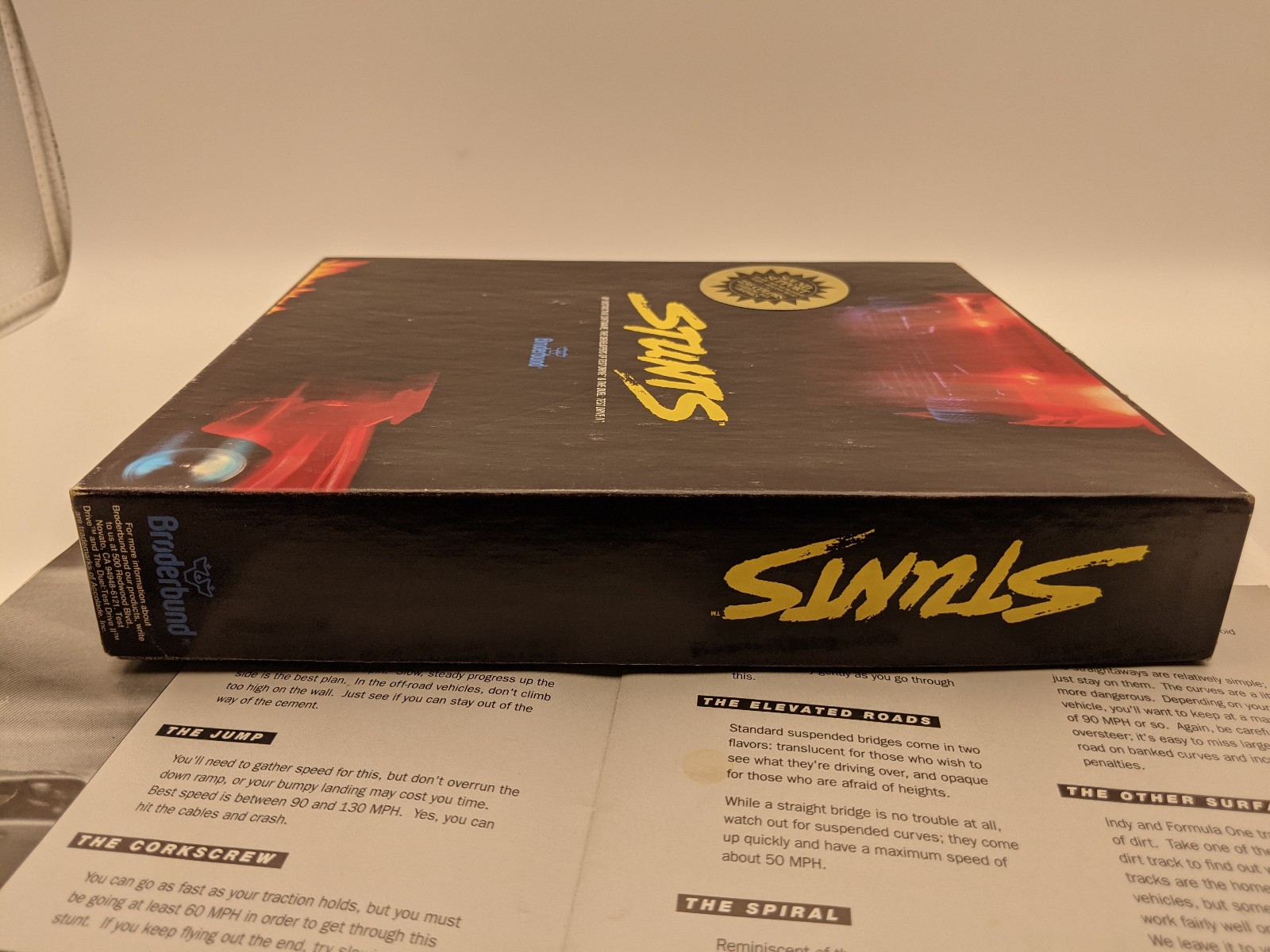 Stunts Big Box Broderbund PC Game 1990 5.25″ and 3.5″ Disks with Box and Manual