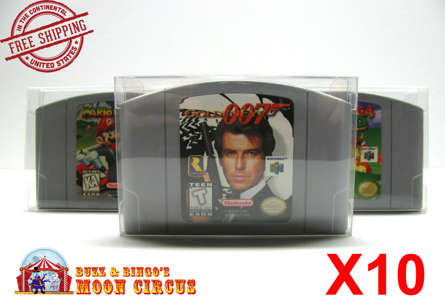 10x NINTENDO N64 GAME CARTRIDGE – CLEAR PLASTIC PROTECTIVE BOX PROTECTOR SLEEVE
