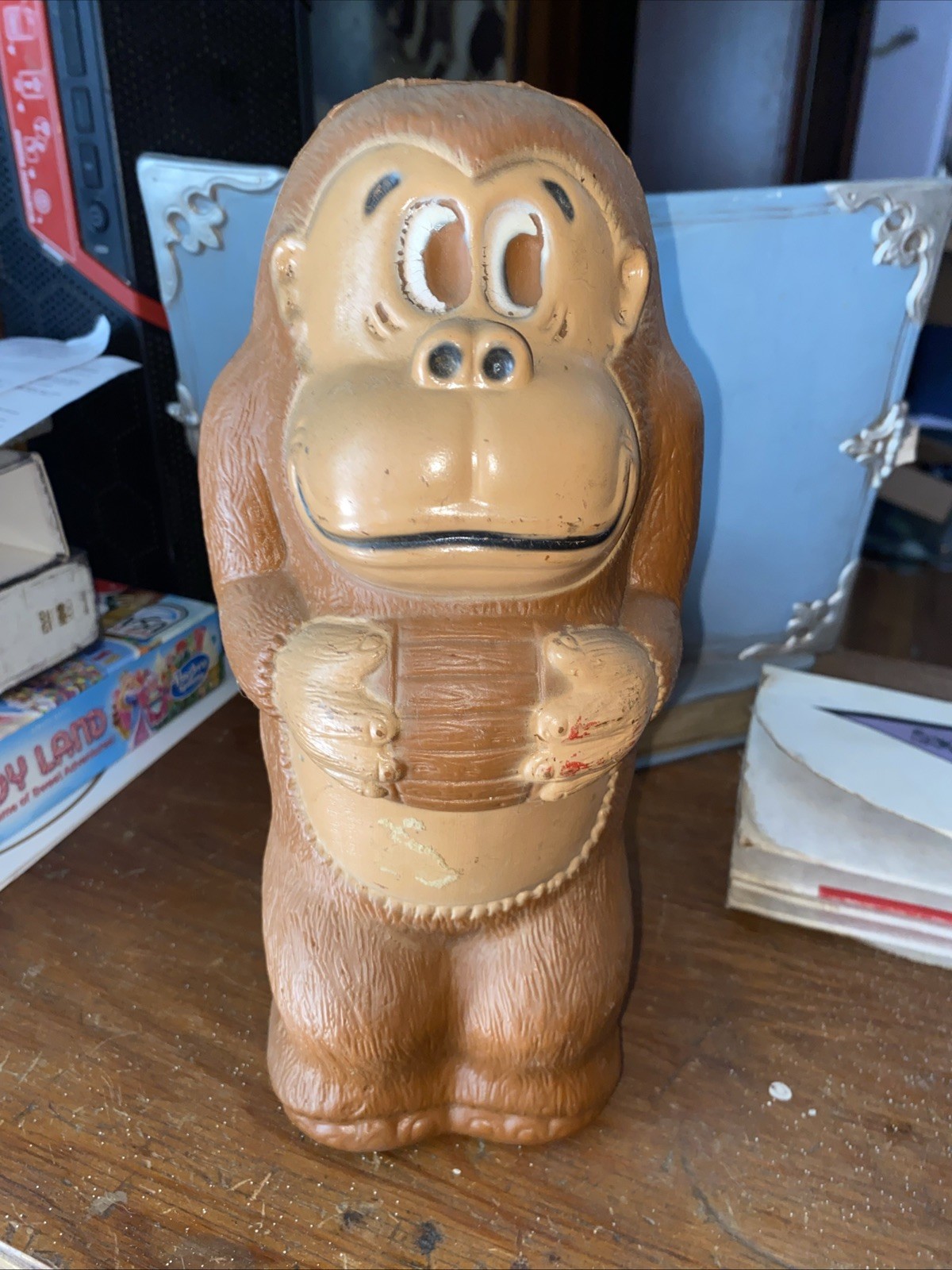 Vintage 1981 Donkey Kong Coin Bank Nintendo Plastic 10.5” J. Renzi #30 Blowmold