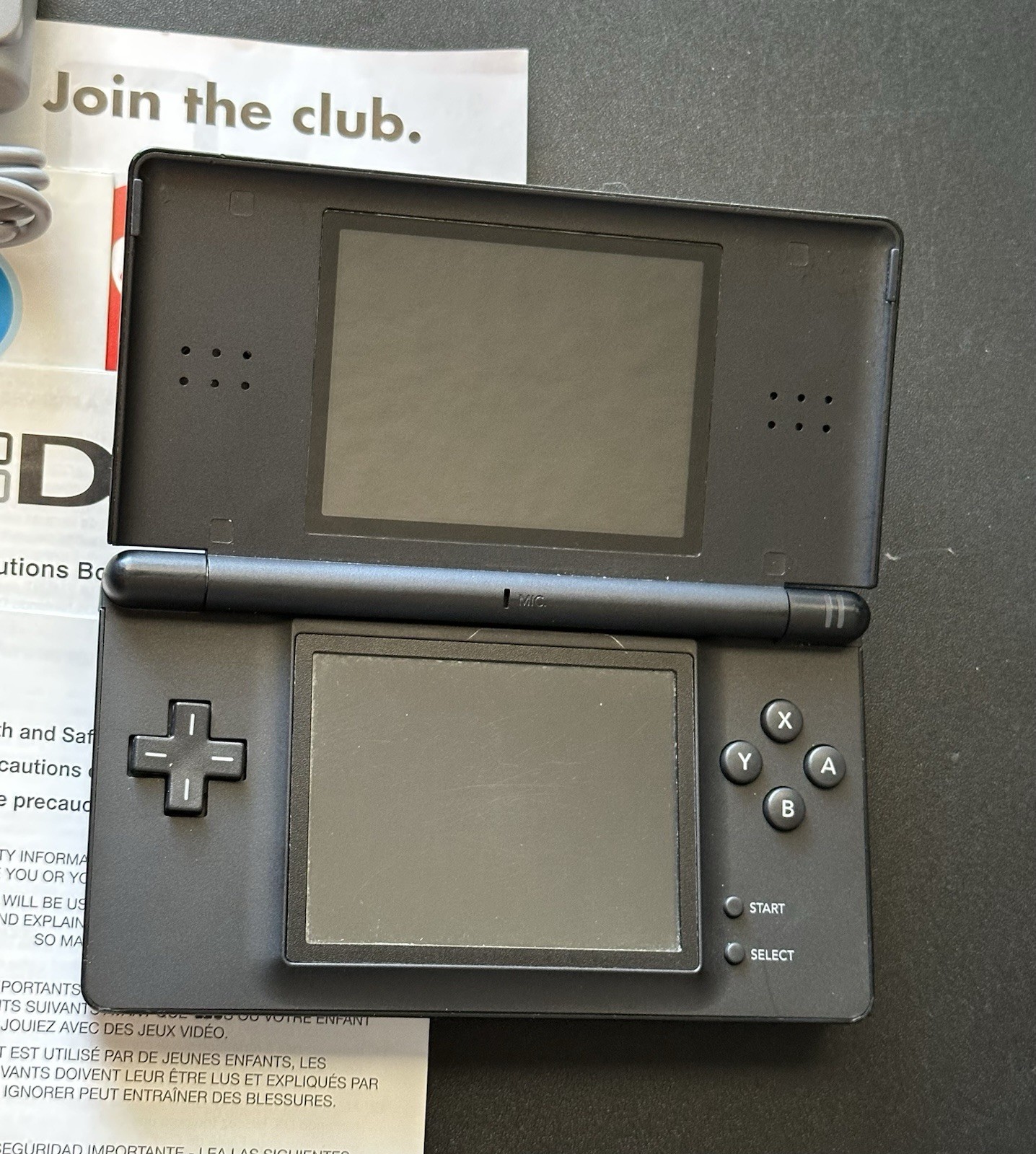 CIB In Box USA Onyx Gloss Black Nintendo DS Lite Handheld Console System Charger