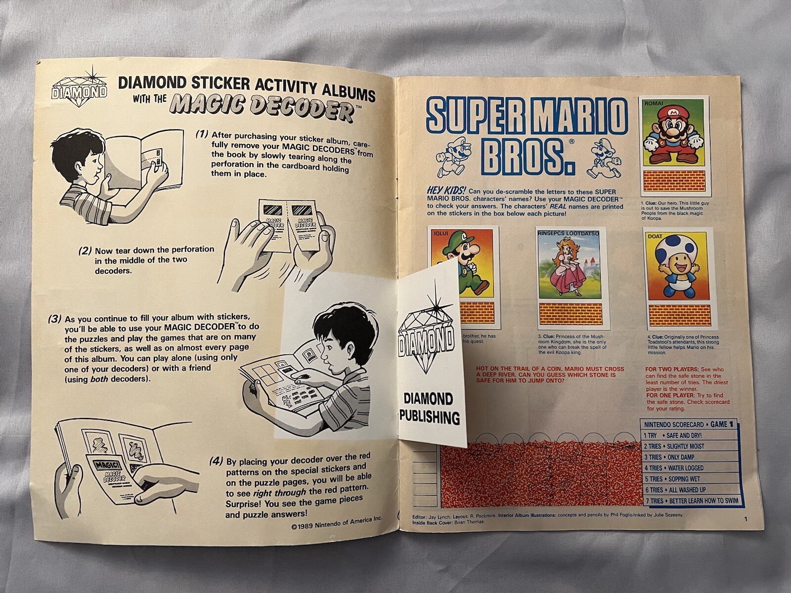 1989 Nintendo Sticker Box and Album Book – Diamond Complete Mario Link Zelda￼