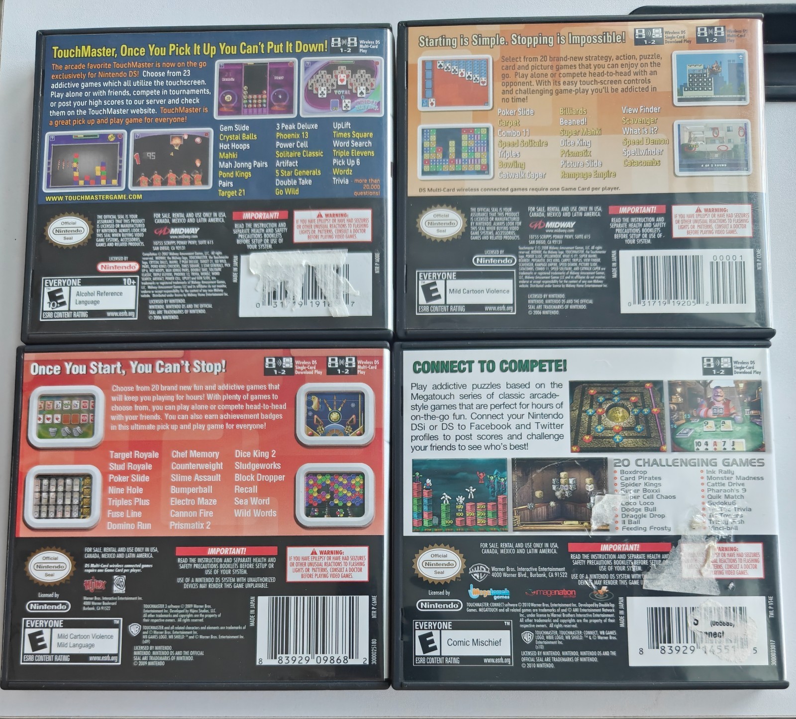Touchmaster Lot 1, 2, 3 & Connect Nintendo Puzzle Game Collections CIB