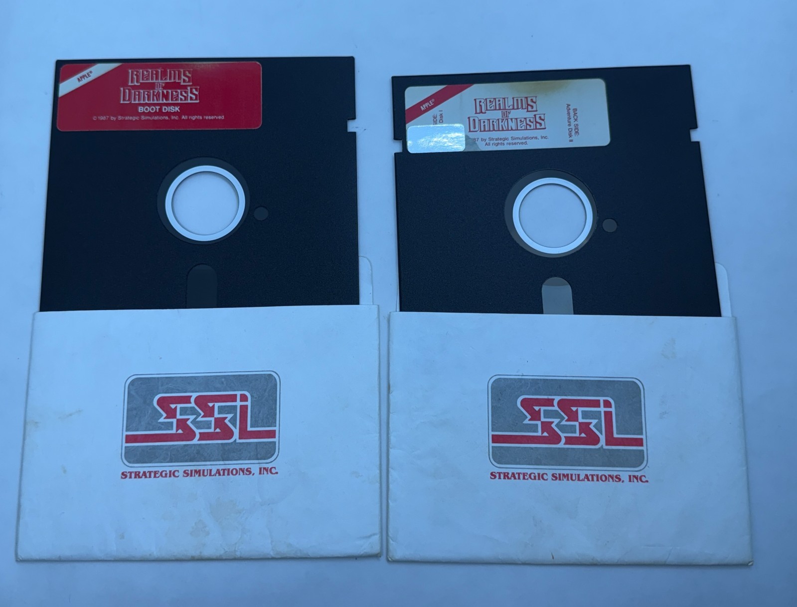Realms of Darkness 1987 Apple II Complete CIB Game Floppy Disks Maps Untested