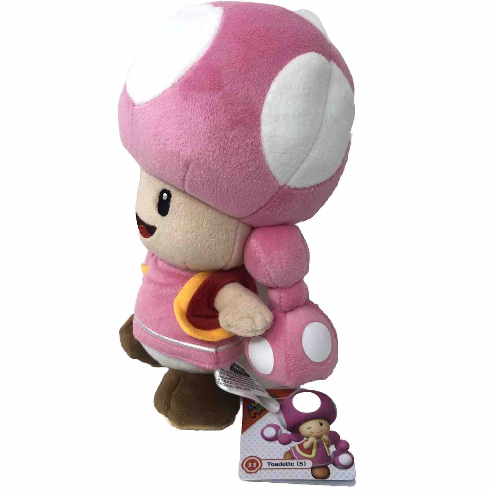Super Mario Toadette Mushroom Pink Kinopiko Sanei Plush Toy Doll Nintendo 7.5”