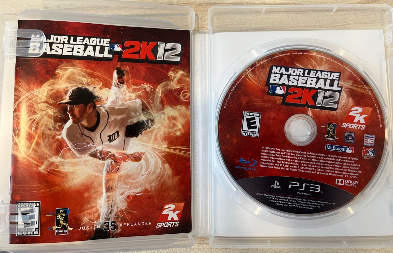 Major League Baseball 2K 12 PS3 Game + Case + Inserts