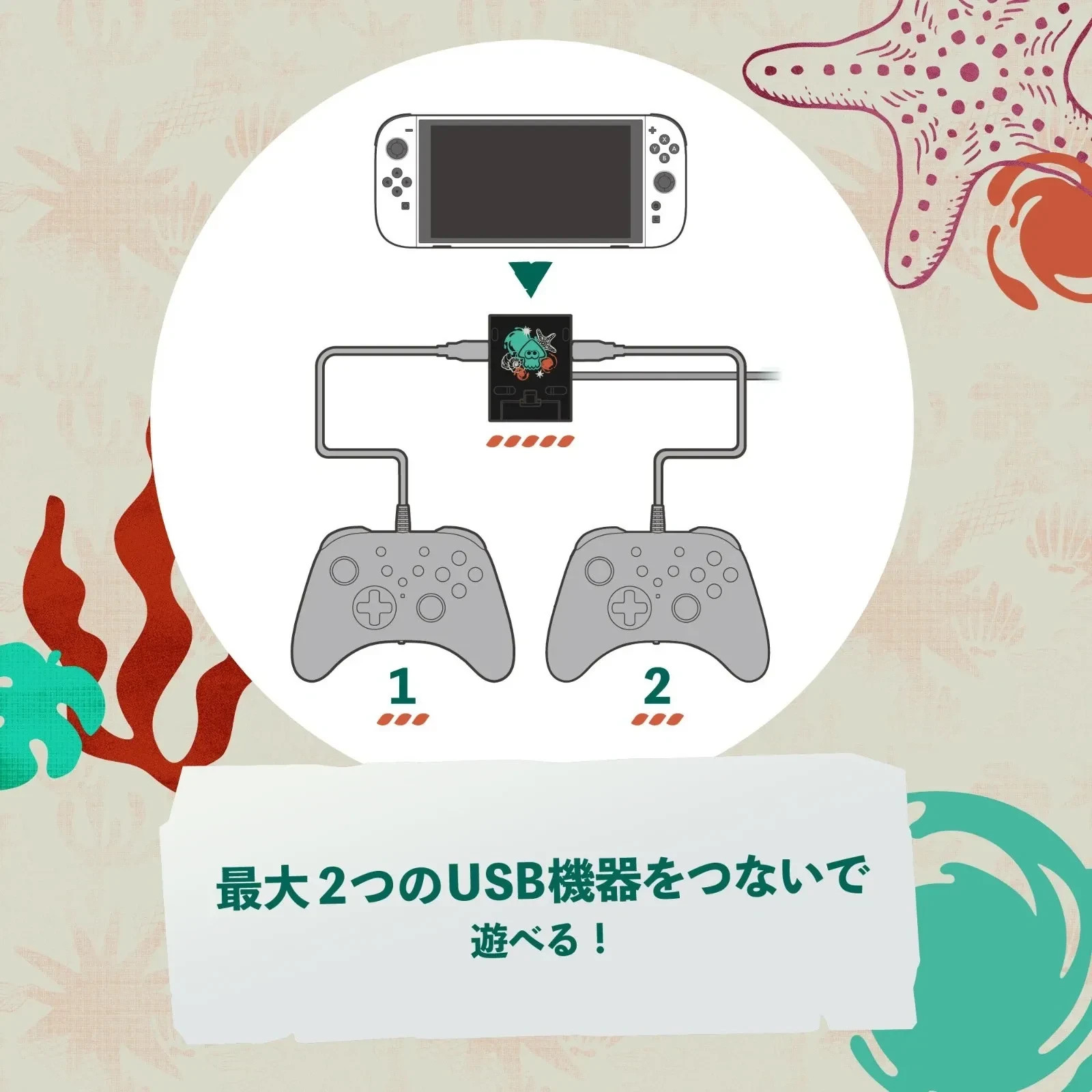 Splatoon Raiders Portable USB Hub Stand 2-Port for Nintendo Switch 2 HORI PSL