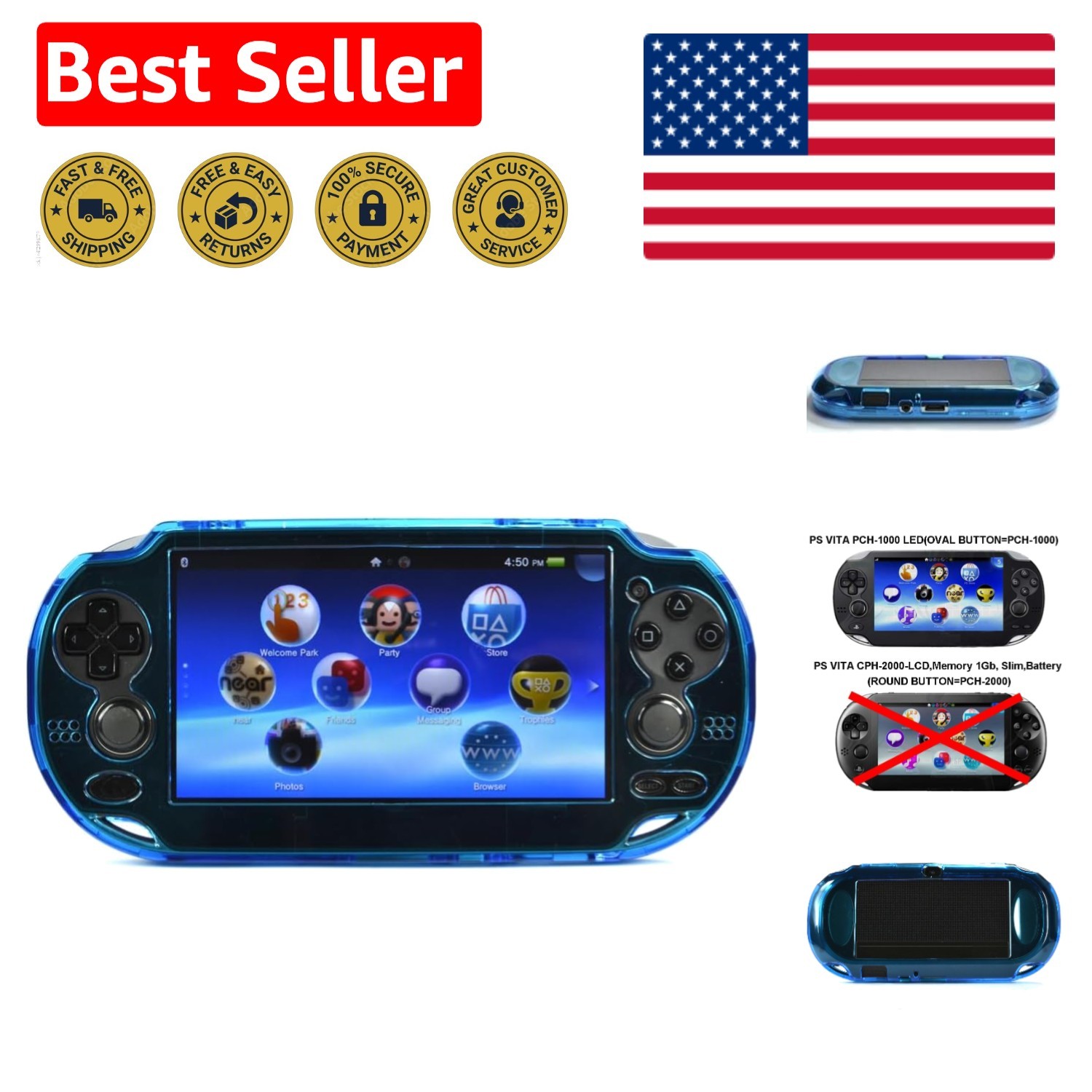 Light Blue Hard Case Cover for PS VITA 1000 Series – Ultimate Protection