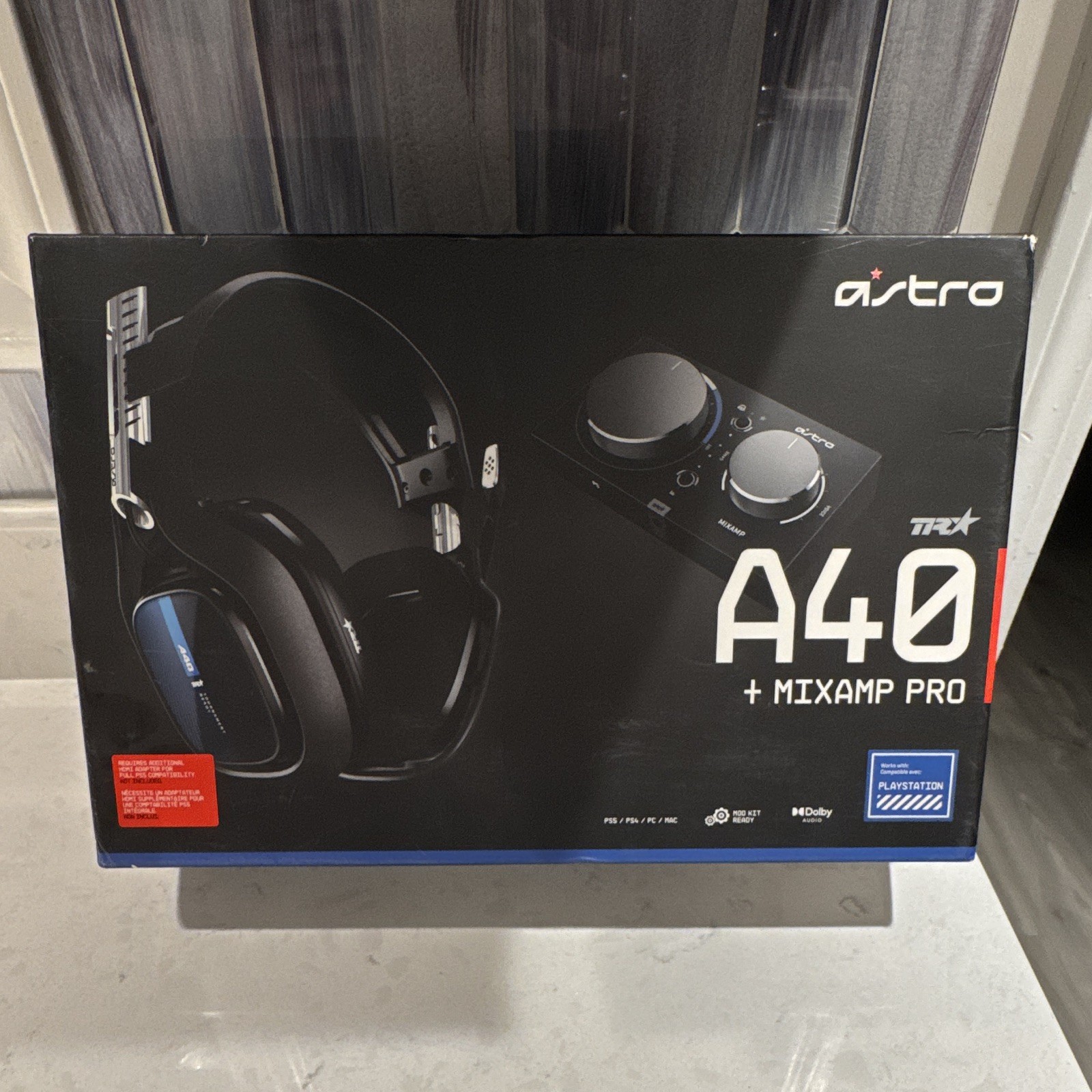 Astro A40 TR Headset w/ MixAmp Pro, Black/Blue, USB/3.5mm for PS4 PS5 PC