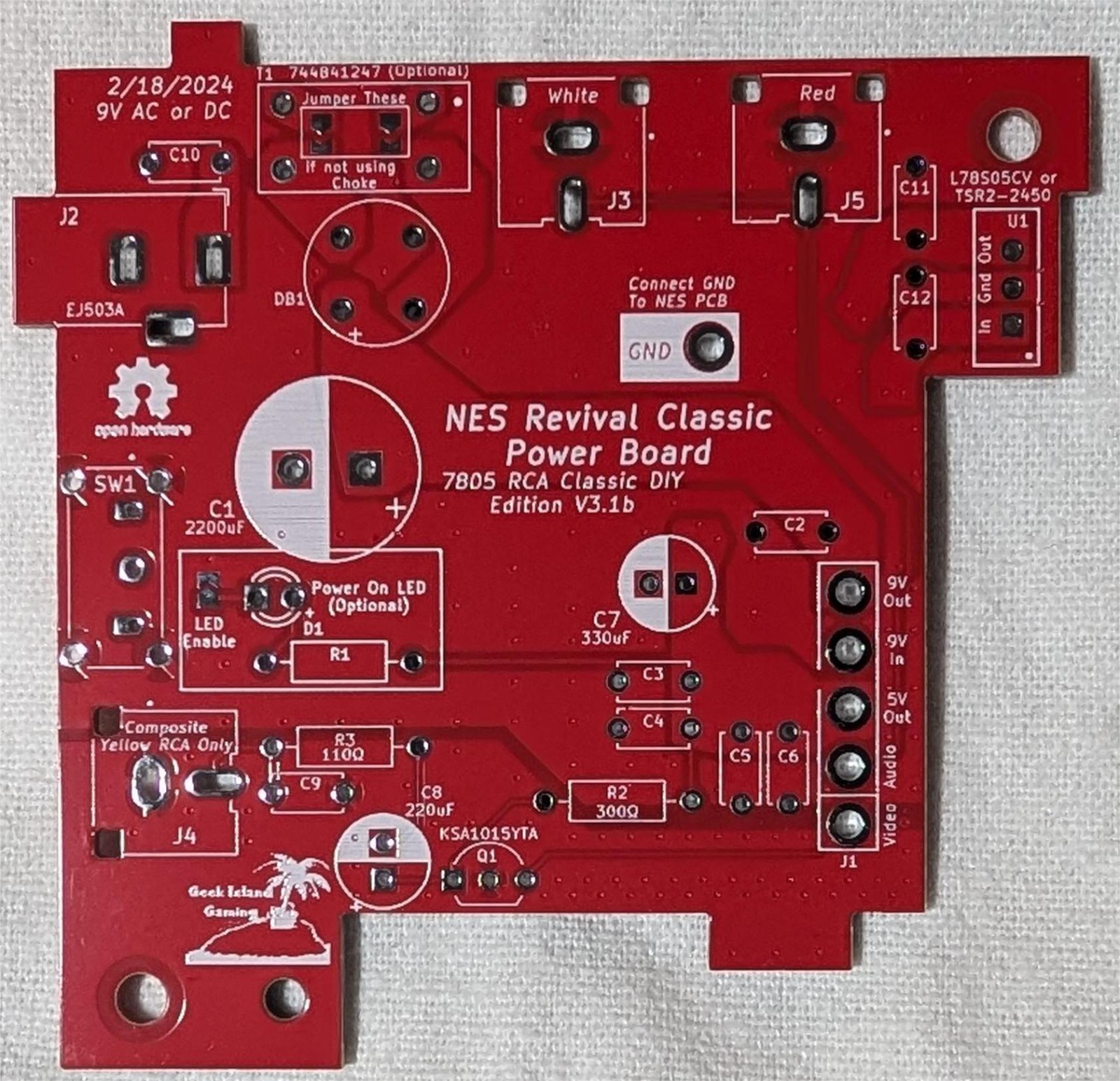 Nintendo NES OpenTendo Motherboard PCB With COMPLETE Parts Kit Choose Color New