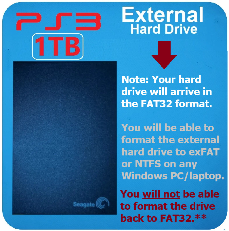 PS3 Seagate 1TB External Hard Drive Playstation 3 Slim Super Slim and Original