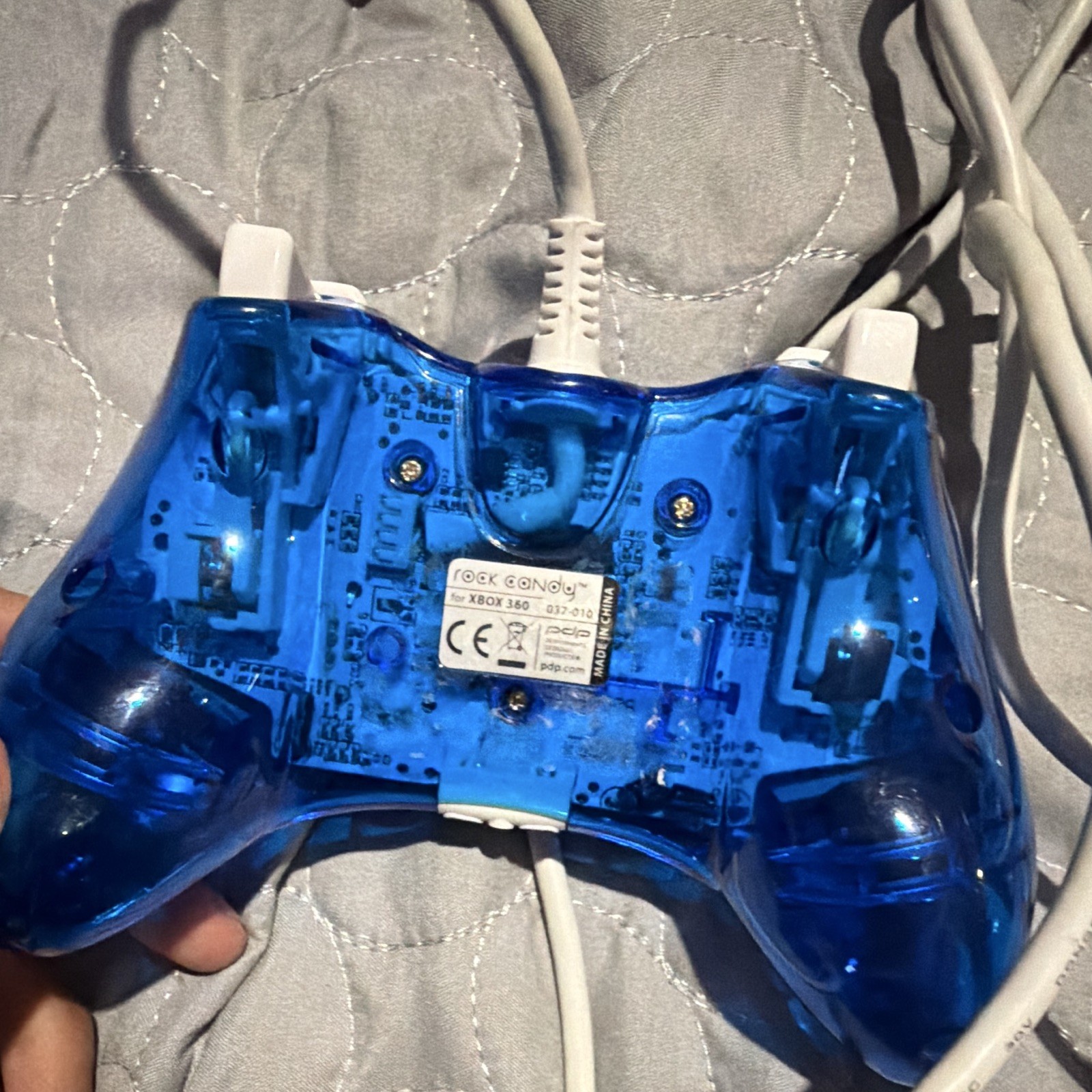 Rock Candy Wired Controllers Lot of 2 for Xbox 360 Transparent Blue & Red 7ft