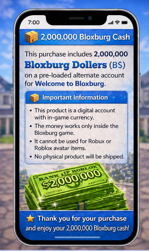 2M BLOXBURG CASH | ⚠️READ DESCRIPTION+IMAGES | FAST DELIVERY🚚📦