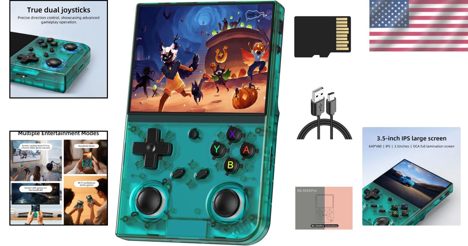 Teal Anbernic RG35XX Pro: Compact Retro Console with HDMI & Expandable Storage