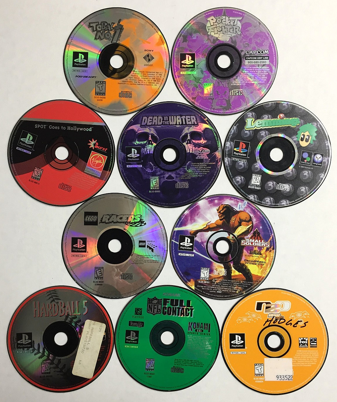 LOT of 10 PLAYSTATION 1 Games BUNDLE psx ps1 POCKET FIGHTER Tobal LEMMINGS Lego